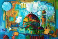 Samina Mumtaz, 15 x 21 Inch, Acrylic on Canvas, Cityscape Painting, AC-SMU-014